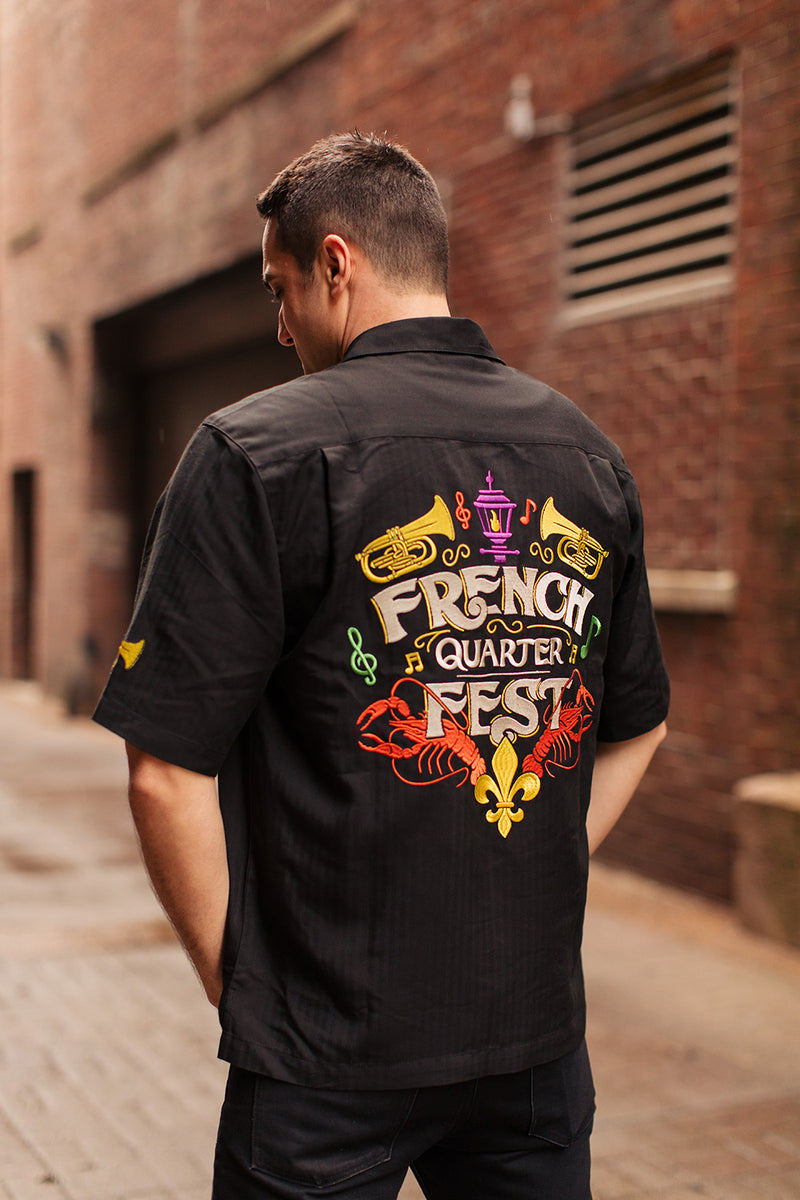 French Quarter Festival Adult Black Big Easy Camp Shirt - Lifestyle