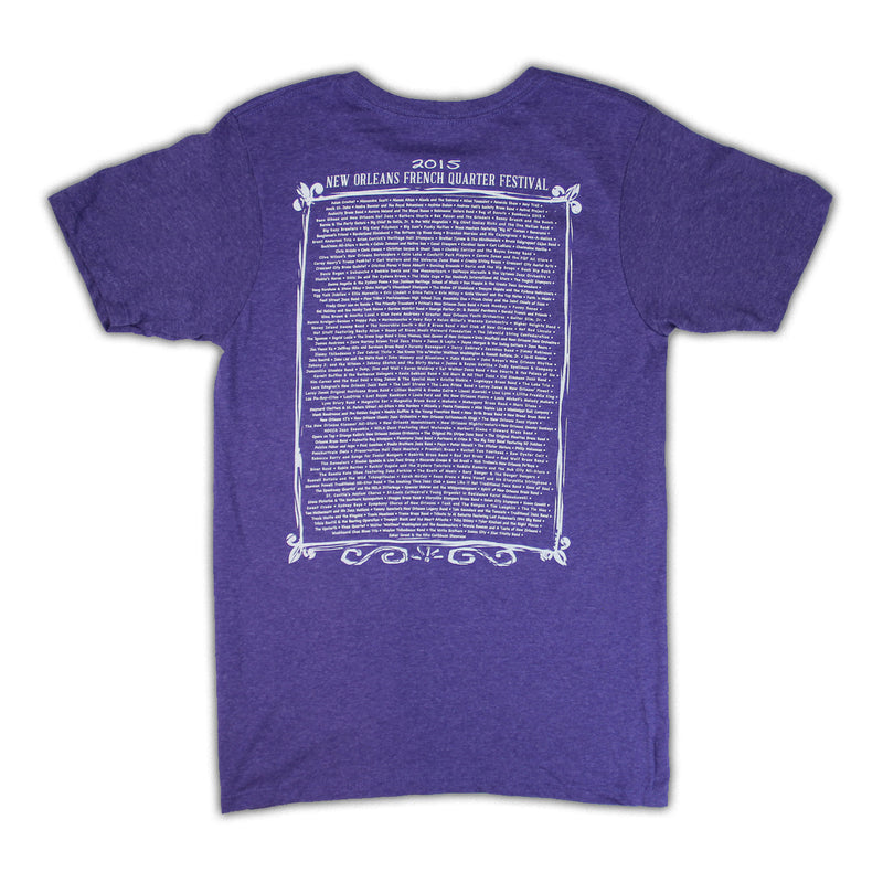 2015 French Quarter Festival Lineup T-Shirt Purple - Back