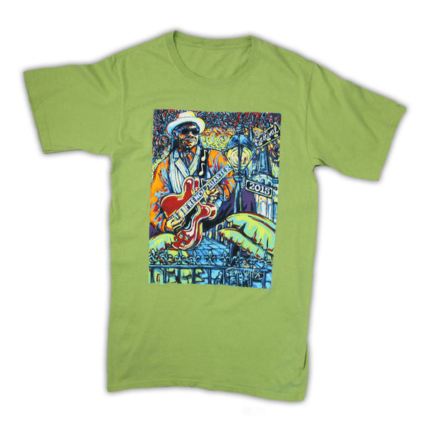 2015 French Quarter Festival Poster T-Shirt Cactus Green - Front