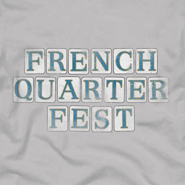 French Quarter Festival Adult Silver Gray Street Tile T-Shirt Tee - Detail