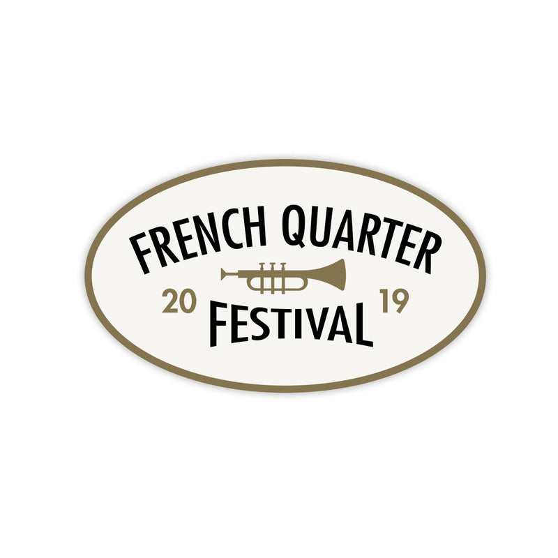 French Quarter Festival Novelty White Celebrate Sticker Decal - Front