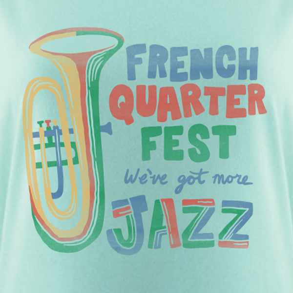 French Quarter Festival Adult Women's Mint More Jazz Dolman T-shirt Tee - Detail