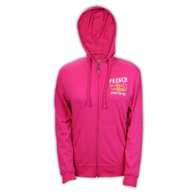 French Quarter Festival Outerwear Adult Women's Pink In Tune Full Zip Hoodie - Front