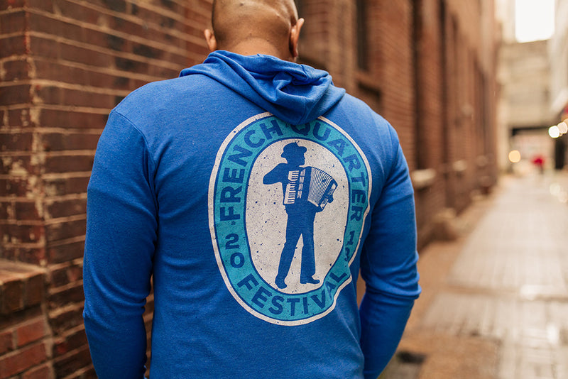 French Quarter Festival Outerwear Adult Men's Heather Blue Zydeco Full Zip Hoodie - Lifestyle