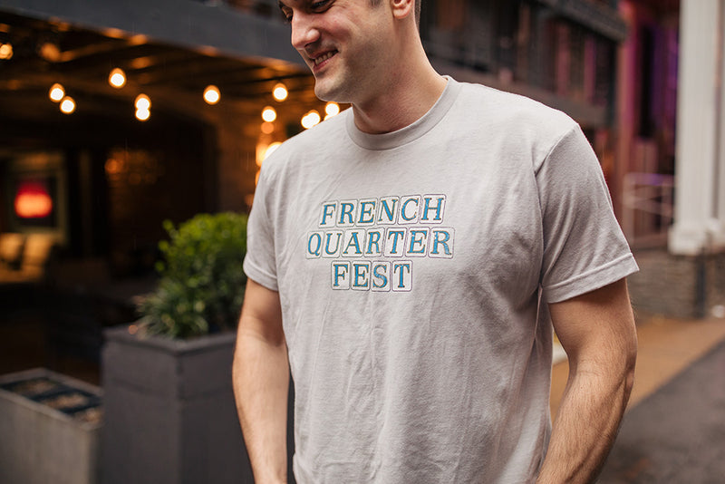 French Quarter Festival Adult Silver Gray Street Tile T-Shirt Tee -Lifestyle