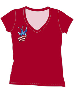 FQF Ladies' Red V-Neck Swallow Shirt
